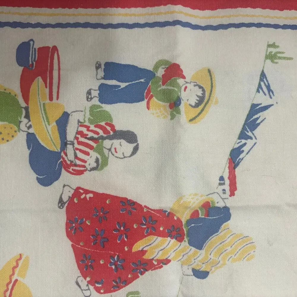 Vintage  Linen Kitchen Towel  Southwestern Aztec Kitschy Retro 26 x 16